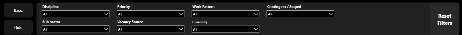 existing advanced filter panel