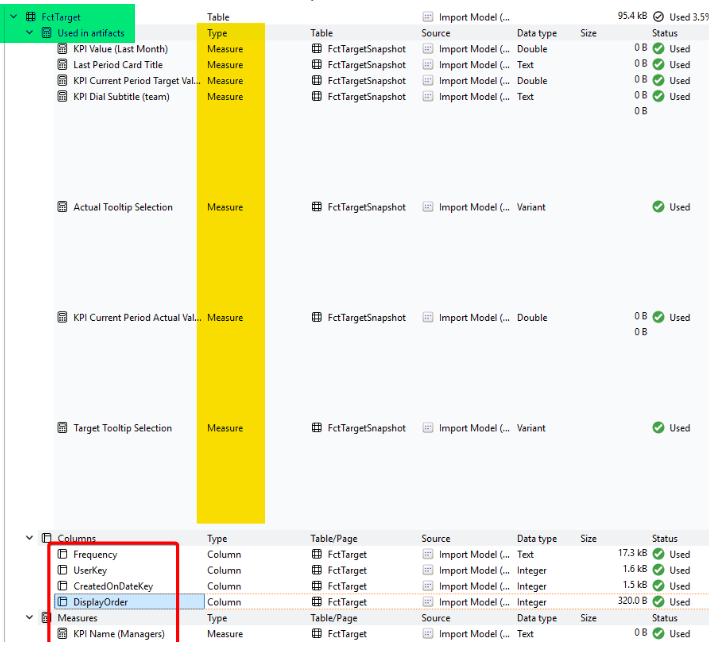 Measure Killer report showing FctTarget usage