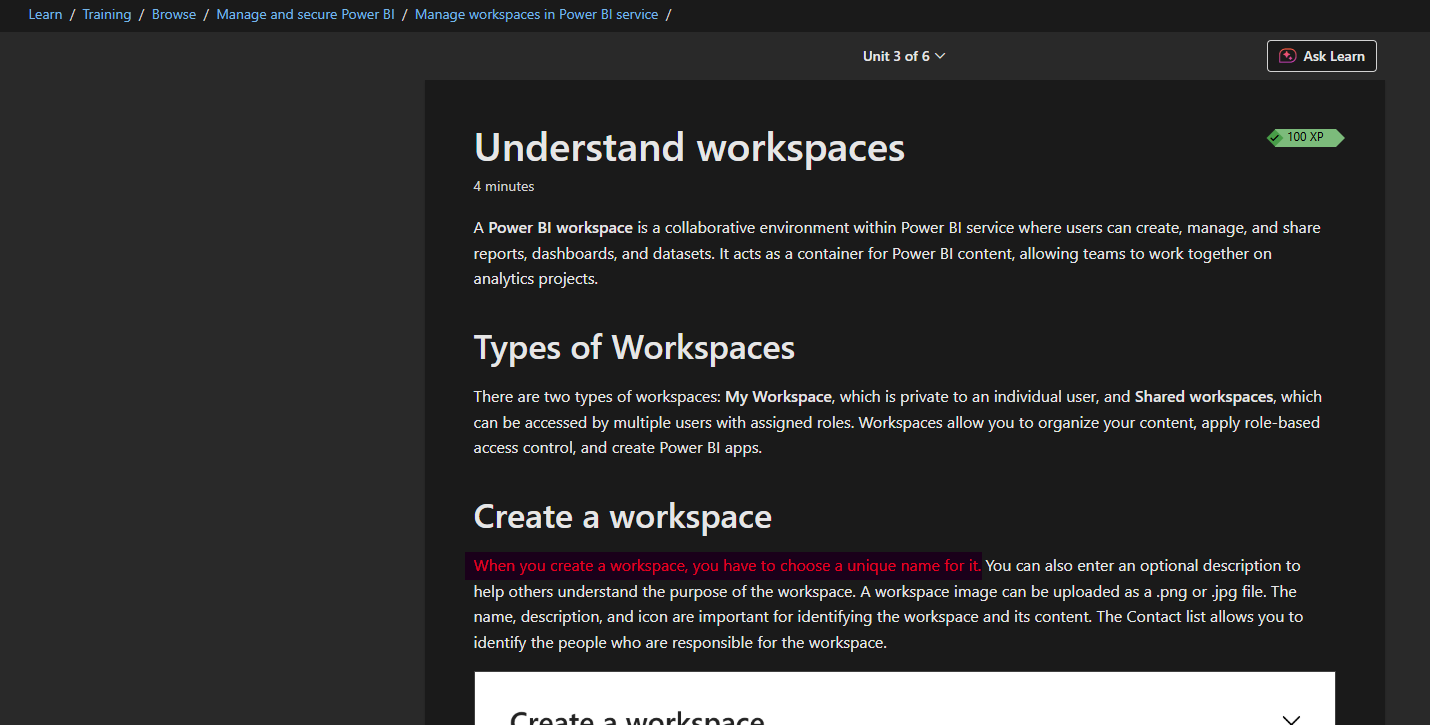 Extract from Microsoft Learning