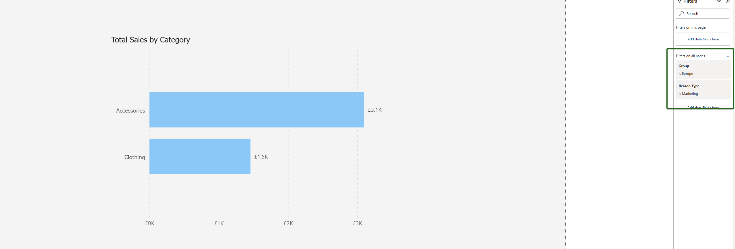 Power BI report filter panel