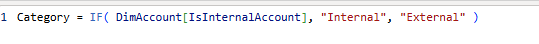 Calculated column returning the nature of the account