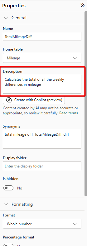 Power BI Description Box
