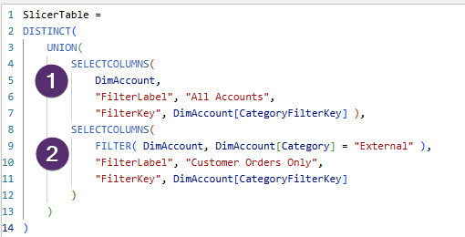 DAX code to create overlapping slicer bridge table