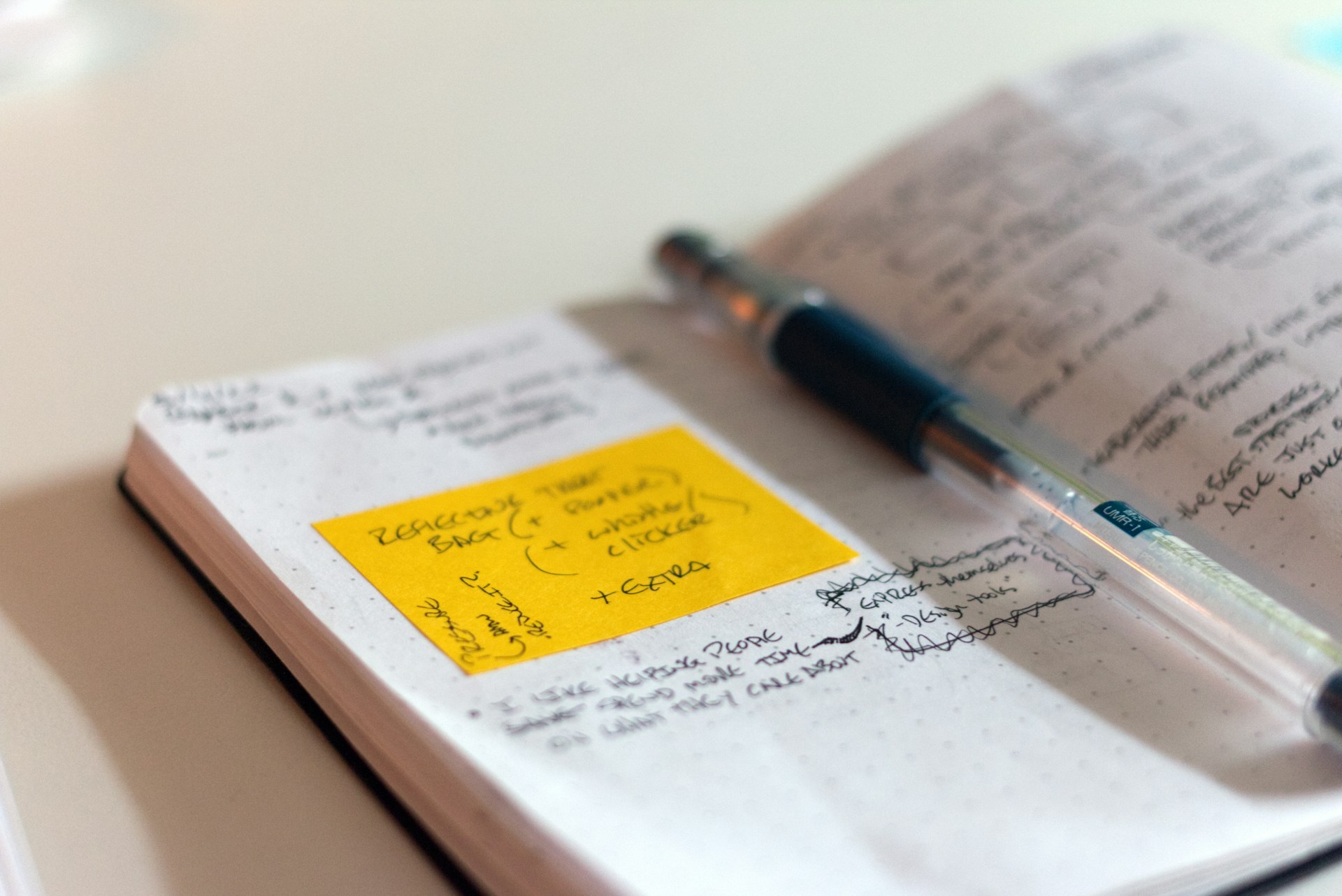 A notebook full of comments