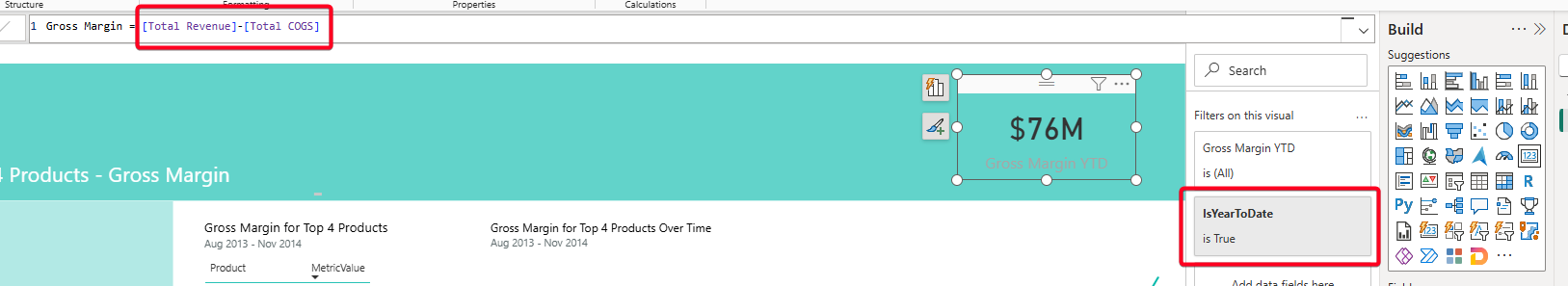 Gross Margin YTD Measure using DAX and filter panel