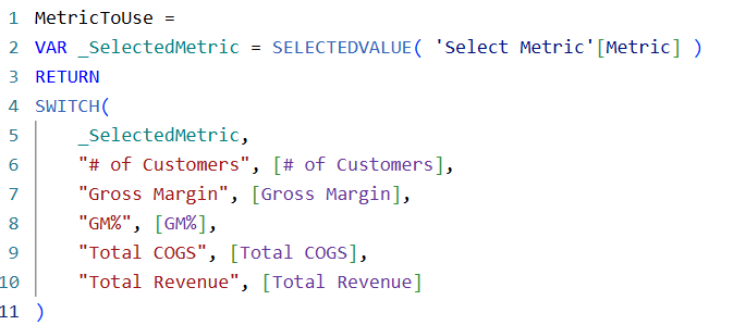 SWITCH statement relying on the text entered